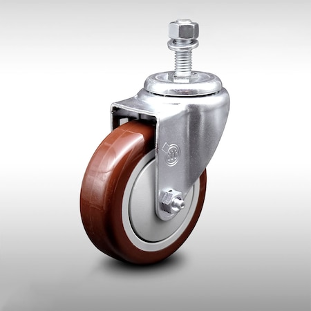 Service Caster 4 Inch SS Maroon Polyurethane Wheel Swivel 1/2 Inch Threaded Stem Caster SCC SCC-SSTS20S414-PPUB-MRN-121315